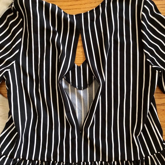 Black and White Striped Peplum Top - Picture 4 of 7